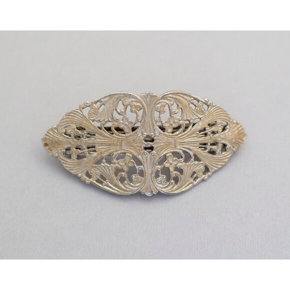Intricate silver tone hair clip (CW1) - Picture 1 of 2